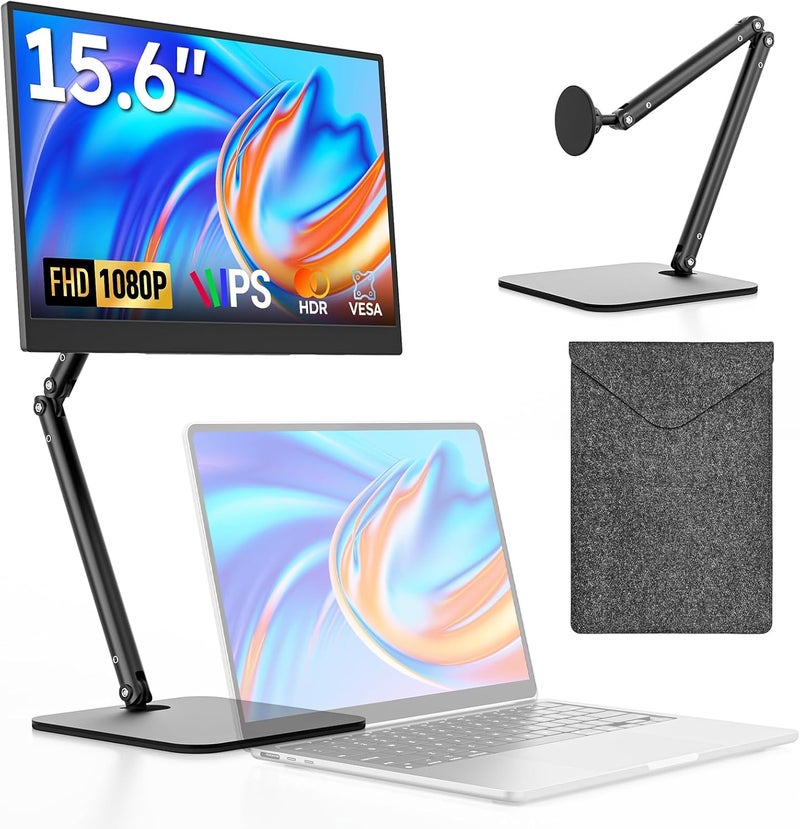 Dopesplay Portable Monitor, 15.6" FHD 1080P IPS Travel Monitor for Laptop, Foldable Stand & Carry Case Included, USB-C Screen Extender for Laptop Mac PC Phone Xbox PS4/5 Switch - Image 1